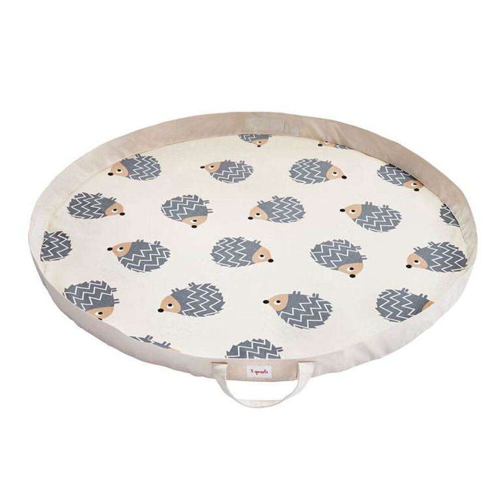 3 Sprouts Convertible Toy Storage Bag and Portable Play Mat, Hedgehog Print